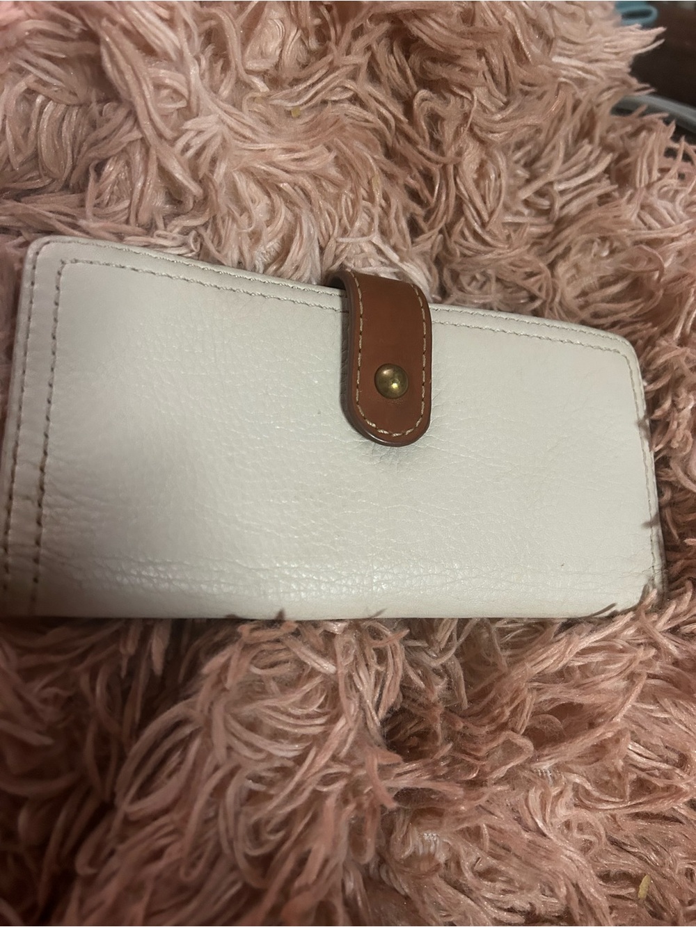 Fossil White Wallet with Brown Snap Strap
